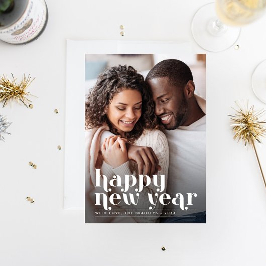 Retro Chic Nouvel An Carte photo de vacances