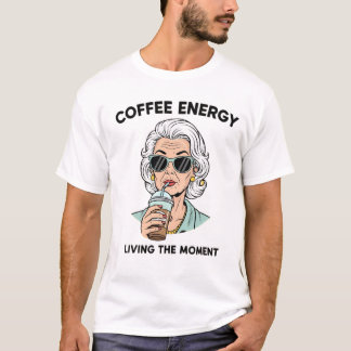 Retro Chic Oudere Vrouw Ijs Koffie T-shirts