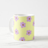Retro Chic Paarse Gele Bloemen Funky Y2K Koffiemok (Voorkant links)