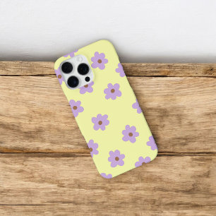 Retro Chic Paarse & Gele Bloempatroon iPhone 16 Pro Max Hoesje