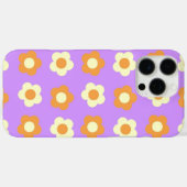 Retro Chic Paarse & Oranje Bloempatroon Case-Mate iPhone Case (Achterkant (horizontaal))