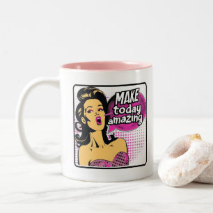 Retro Chic:  Pop Art Inspirerend Quote Tweekleurige Koffiemok