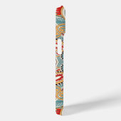 Retro Chic Red Blauwgroen Floral Mosaic Pattern Case-Mate iPhone Case (Achterkant / Rechts)