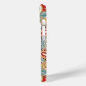 Retro Chic Red Blauwgroen Floral Mosaic Pattern Case-Mate iPhone Case (Achterkant / Links)