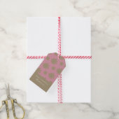 Retro Chic Roze en Goud Bloemen Vrolijk Kerstfeest Cadeaulabel (Met Touw)