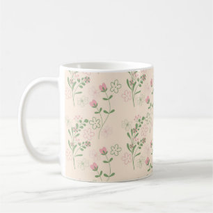 Retro Chic Roze Groene Bloemen Whimsical Y2K Bloem Koffiemok
