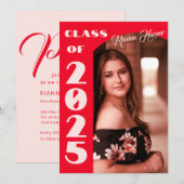 Retro Chic Script Klasse van 2025 Foto Afstudeerde Kaart (Voorkant / Achterkant)