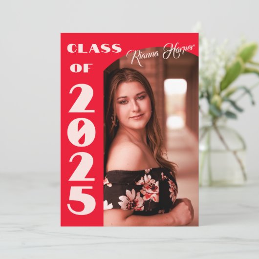 Retro Chic Script Klasse van 2025 Foto Open Huis Kaart (Staand voorkant)