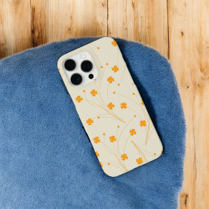 Retro Chic Sinaasappel & Beige Bloempatroon grilli iPhone 16 Pro Max Hoesje