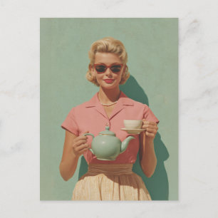 Retro Chic Tea Party Briefkaart