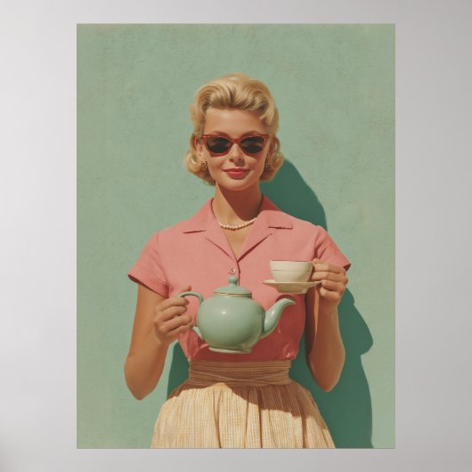 Retro Chic Tea Party Poster (Voorkant)