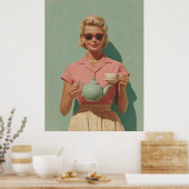 Retro Chic Tea Party Poster (Keuken)
