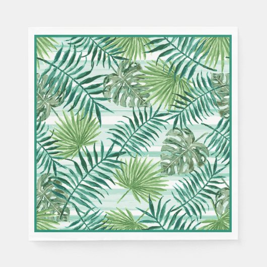 Retro Chic Tropical Green Palm laat kunstpatroon a Servetten (Voorkant)