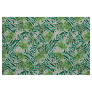 Retro Chic Tropical Green Palm Leaves Pattern Stof