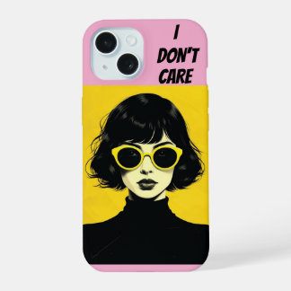 RETRO CHIC VROUW, het kan me niet schelen iPhone 15 Hoesje