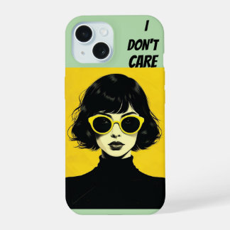 Retro Chic Vrouw, het kan me niet schelen iPhone 15 Hoesje