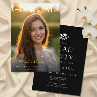 Retro Chic Zwart Goud Folie Afsluitingsfeestje Uitnodiging