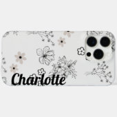 Retro Chic Zwart & Wit Bloempatroon grillig Case-Mate iPhone Case (Achterkant (horizontaal))