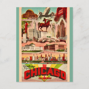 Retro Chicago Attracties Briefkaart
