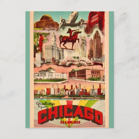 Retro Chicago Attracties  Briefkaart (Voorkant)