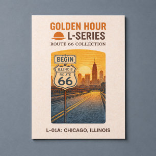 Retro Chicago Illinois Route 66 Startpunt Landmark Feestdagenkaart