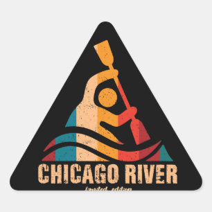 Retro Chicago River Kayaking Driehoek Sticker