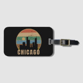 Retro Chicago Silhouet Vintage Reis Bagagelabel (Voorkant (horizontaal))
