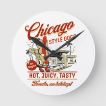 Retro Chicago Style Hot Dog Wandklok