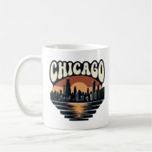 Retro Chicago Sunset Mok | Willis Tower Kunst