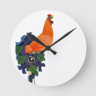 Retro Chicken Coo-Coo Clock Rooster Time  Ronde Klok