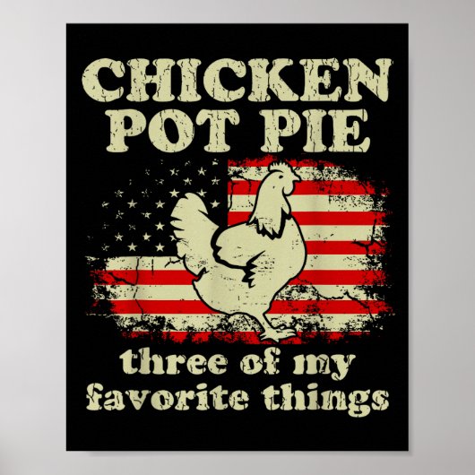 Retro Chicken T E Three Of My Favorite Things Funn Poster (Voorkant)