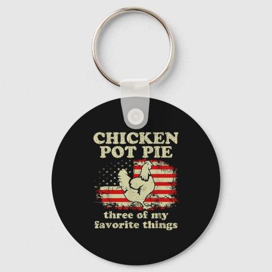 Retro Chicken T E Three Of My Favorite Things Funn Sleutelhanger (Voorkant)