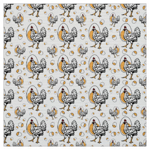 Retro Chickens Fabric Stof