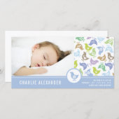 Retro Chicks Boy Geboortedatum Foto Card Aankondiging (Voorkant / Achterkant)