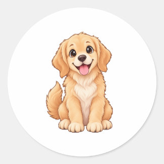 Rétro Chien Retriever Doré Mignon – Autocollant po