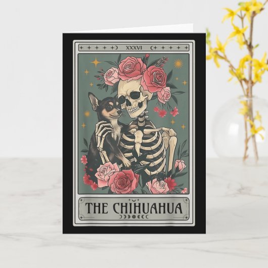 Retro Chihuahua Dog Lover The Moon Halloween , Wom Kaart (Gele Bloem)