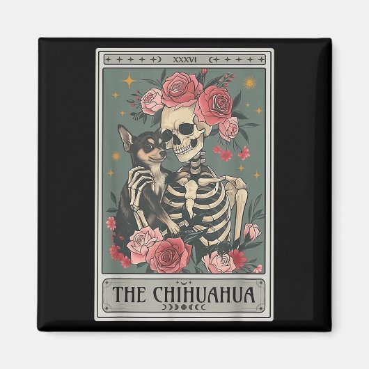 Retro Chihuahua Dog Lover The Moon Halloween , Wom Magneet (Voorkant)