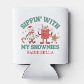 Retro Chillin' met mijn sneeuwpoppen Blikjeskoeler (Achterkant)