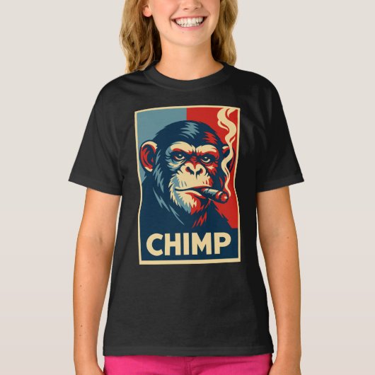 Retro Chimp smoking Cigar Poster T-shirt (Voorkant)