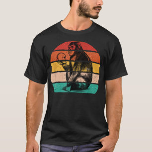 Retro Chimpansee Aap met schedel T-shirt