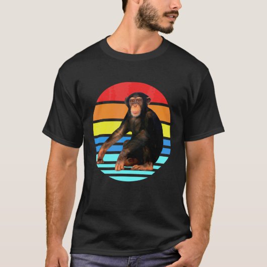 Retro Chimpansee Monkey Wilde Westen T-shirt (Voorkant)