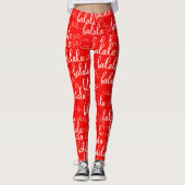 Retro Chique Fla Script Rood Leggings (Voorkant)