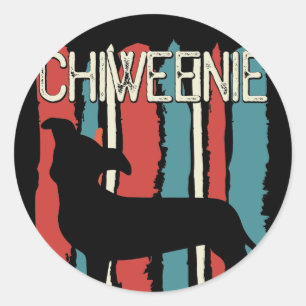 Retro Chiweenie Dog Ronde Sticker