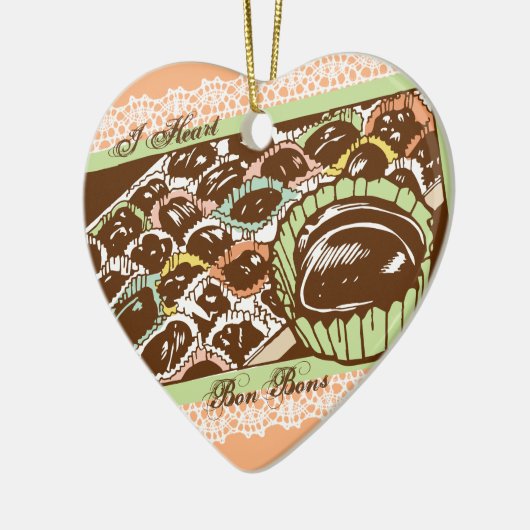 Retro chocolade bon bons snoep kerstversiering keramisch ornament (Links)