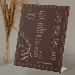 Retro Chocolade Bruine Haar Salon Spa Prijslijst P Reclamebord Met Voetstuk