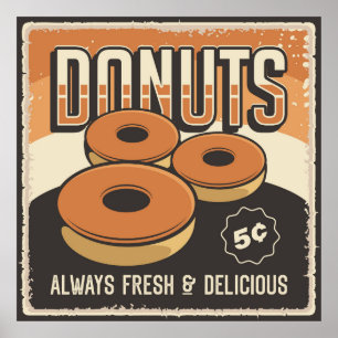 retro chocolade donuts poster