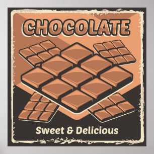 retro  chocolade snoep business poster