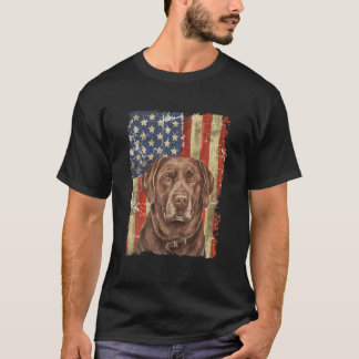 Retro Chocolate Lab met Amerikaanse vlag Gift Choc T-shirt