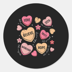 Retro Christelijke Valentijn Snoep Hart Jesus Vale Ronde Sticker