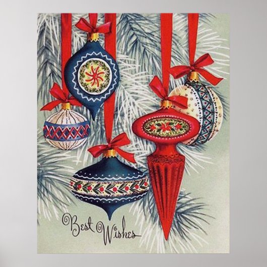 Retro Christma bulbs Holiday poster (Voorkant)